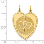 Load image into Gallery viewer, 14K Yellow Gold Break-apart I Love You Charm Pendant