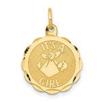 Load image into Gallery viewer, 14K Yellow Gold Polished Its a Girl Scalloped Disc Charm