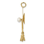 Load image into Gallery viewer, 14K Yellow Gold Graduation Cap with Freshwater Cultured Pearl Charm