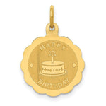 Load image into Gallery viewer, 14K Yellow Gold Polished Satin Engraveable Happy Birthday Charm Pendant