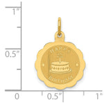 Load image into Gallery viewer, 14K Yellow Gold Polished Satin Engraveable Happy Birthday Charm Pendant