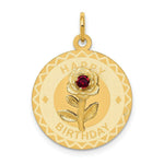 Load image into Gallery viewer, 14K Yellow Gold Happy Birthday Disc Charm Pendant with CZ Flower