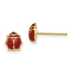 Load image into Gallery viewer, 14K Yellow Gold Enameled Ladybug Post Earrings