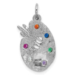 Load image into Gallery viewer, 14K White Gold Artist Palette with CZ Stones Charm