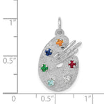 Load image into Gallery viewer, 14K White Gold Artist Palette with CZ Stones Charm