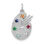 Load image into Gallery viewer, 14K White Gold Artist Palette with CZ Stones Charm