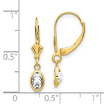 Load image into Gallery viewer, 14K 6x4 Oval Bezel April/White Zircon Leverback Earrings