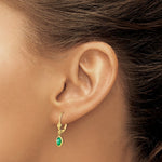 Load image into Gallery viewer, 14K 6x4 Oval Bezel May/Emerald Leverback Earrings