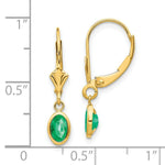 Load image into Gallery viewer, 14K 6x4 Oval Bezel May/Emerald Leverback Earrings