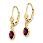 Load image into Gallery viewer, 14K 6x4 Oval Bezel June/Rhodolite Leverback Earrings