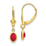 Load image into Gallery viewer, 14K 6x4 Oval Bezel JulYellow and Roseuby Leverback Earrings