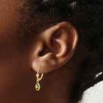 Load image into Gallery viewer, 14K 6x4 Oval Bezel August/Peridot Leverback Earrings