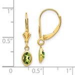 Load image into Gallery viewer, 14K 6x4 Oval Bezel August/Peridot Leverback Earrings