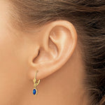 Load image into Gallery viewer, 14K 6x4 Oval Bezel September/Sapphire Leverback Earrings