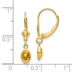 Load image into Gallery viewer, 14K 6x4 Oval Bezel November/Citrine Leverback Earrings