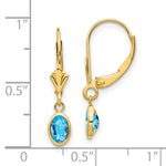Load image into Gallery viewer, 14K 6x4 Oval Bezel December/Blue Topaz Leverback Earrings