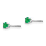 Load image into Gallery viewer, 14K White Gold 3mm Emerald Stud Earrings 0.26-Carat tw