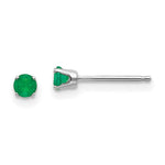 Load image into Gallery viewer, 14K White Gold 3mm Emerald Stud Earrings 0.26-Carat tw
