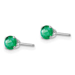 Load image into Gallery viewer, 14K White Gold 4mm Emerald Stud Earrings 0.6-Carat tw