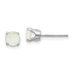 Load image into Gallery viewer, 14K White Gold 5mm Opal Stud Earrings 0.6-Carat tw