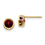 Load image into Gallery viewer, 14K Yellow Gold 5mm Bezel Garnet Stud Earrings, 1.26-Carat Gemweight