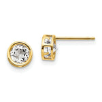 Load image into Gallery viewer, 14K Yellow Gold 5mm Bezel White Topaz Stud Earrings, 1.2-Carat Gemweight