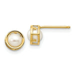 Load image into Gallery viewer, 14K Yellow Gold 5mm Bezel Freshwater Cultured Pearl Stud Earrings