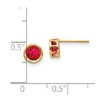 Load image into Gallery viewer, 14k 5mm Bezel Ruby Stud Earrings, 14 kt Yellow Gold