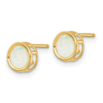 Load image into Gallery viewer, 14K Yellow Gold 5mm Bezel Opal Stud Earrings 0.6-Carat tw