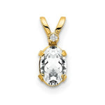 Load image into Gallery viewer, 14K Yellow Gold Diamond & 1/2-Carat Oval White Topaz Birthstone Pendant