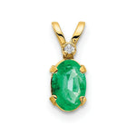 Load image into Gallery viewer, 14K Yellow Gold Diamond & 1/2-Carat Oval Emerald Birthstone Pendant