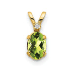 Load image into Gallery viewer, 14K Yellow Gold Diamond & 0.45-Carat Oval Peridot Birthstone Pendant