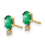 Load image into Gallery viewer, 14K Yellow Gold Diamond & Emerald Birthstone Earrings