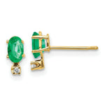 Load image into Gallery viewer, 14K Yellow Gold Diamond & Emerald Birthstone Earrings