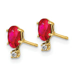 Load image into Gallery viewer, 14K Yellow Gold Diamond & Ruby Birthstone Earrings