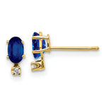 Load image into Gallery viewer, 14K Yellow Gold Diamond & Sapphire Birthstone Earrings