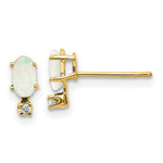 Load image into Gallery viewer, 14K Yellow Gold Diamond & Opal Birthstone Earrings