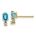 Load image into Gallery viewer, 14K Yellow Gold Diamond & Blue Topaz Birthstone Earrings