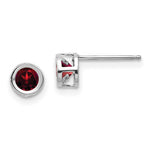 Load image into Gallery viewer, 14K White Gold 4mm Oval Bezel January/Garnet Post Earrings