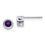 Load image into Gallery viewer, 14K White Gold 4mm Bezel February Amethyst Post Earrings 0.54-Carat tw