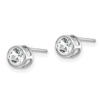 Load image into Gallery viewer, 14k White Gold 4mm Bezel April/White Topaz Post Earrings, 5/8-Carat Gemweight