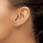 Load image into Gallery viewer, 14k White Gold 4mm Bezel May/Emerald Post Earrings, 5/8-Carat Gemweight
