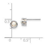 Load image into Gallery viewer, 14k White Gold 4mm Bezel June/Freshwater Cultured Pearl Post Earrings