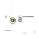 Load image into Gallery viewer, 14k White Gold 4mm Bezel August/Peridot Post Earrings, 5/8-Carat Gemweight