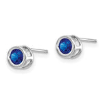 Load image into Gallery viewer, 14k White Gold 4mm September Sapphire Earrings, 3/4-Carat Gemweight