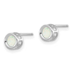 Load image into Gallery viewer, 14k White Gold 4mm Oval Bezel October/Opal Post Earrings, 3/8-Carat Gemweight