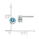 Load image into Gallery viewer, 14k White Gold 4mm Blue topaz December Earrings, 2/3-Carat Gemweight