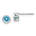 Load image into Gallery viewer, 14k White Gold 4mm Blue topaz December Earrings, 2/3-Carat Gemweight