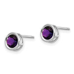 Load image into Gallery viewer, 14k White Gold 5mm Bezel Amethyst Stud Earrings, 4/5-Carat Gemweight