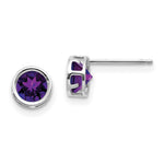 Load image into Gallery viewer, 14k White Gold 5mm Bezel Amethyst Stud Earrings, 4/5-Carat Gemweight